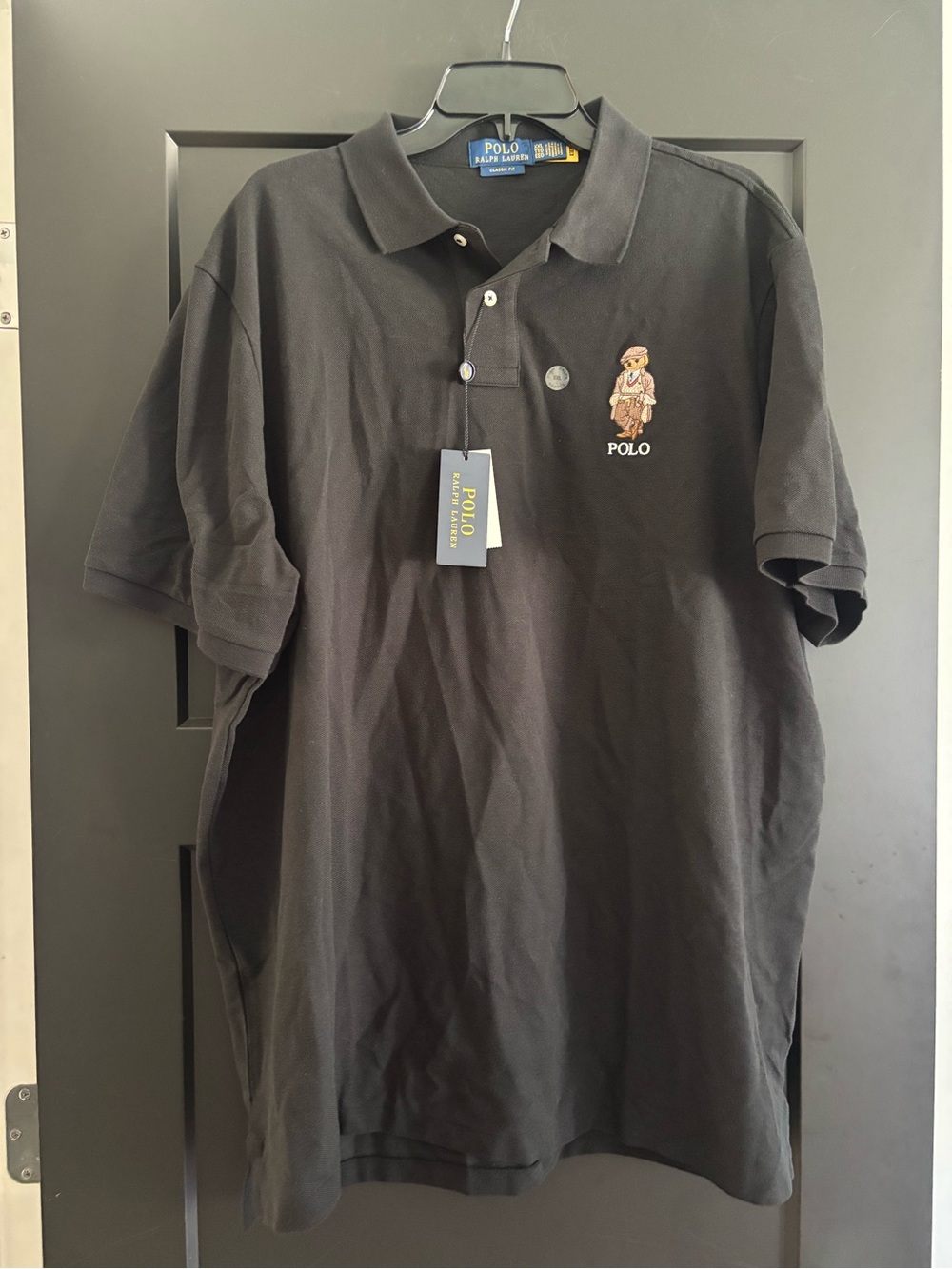 Ralph Lauren Classic Polo Bear Cotton Short Sleeve Shirt XXL Black Embroidered